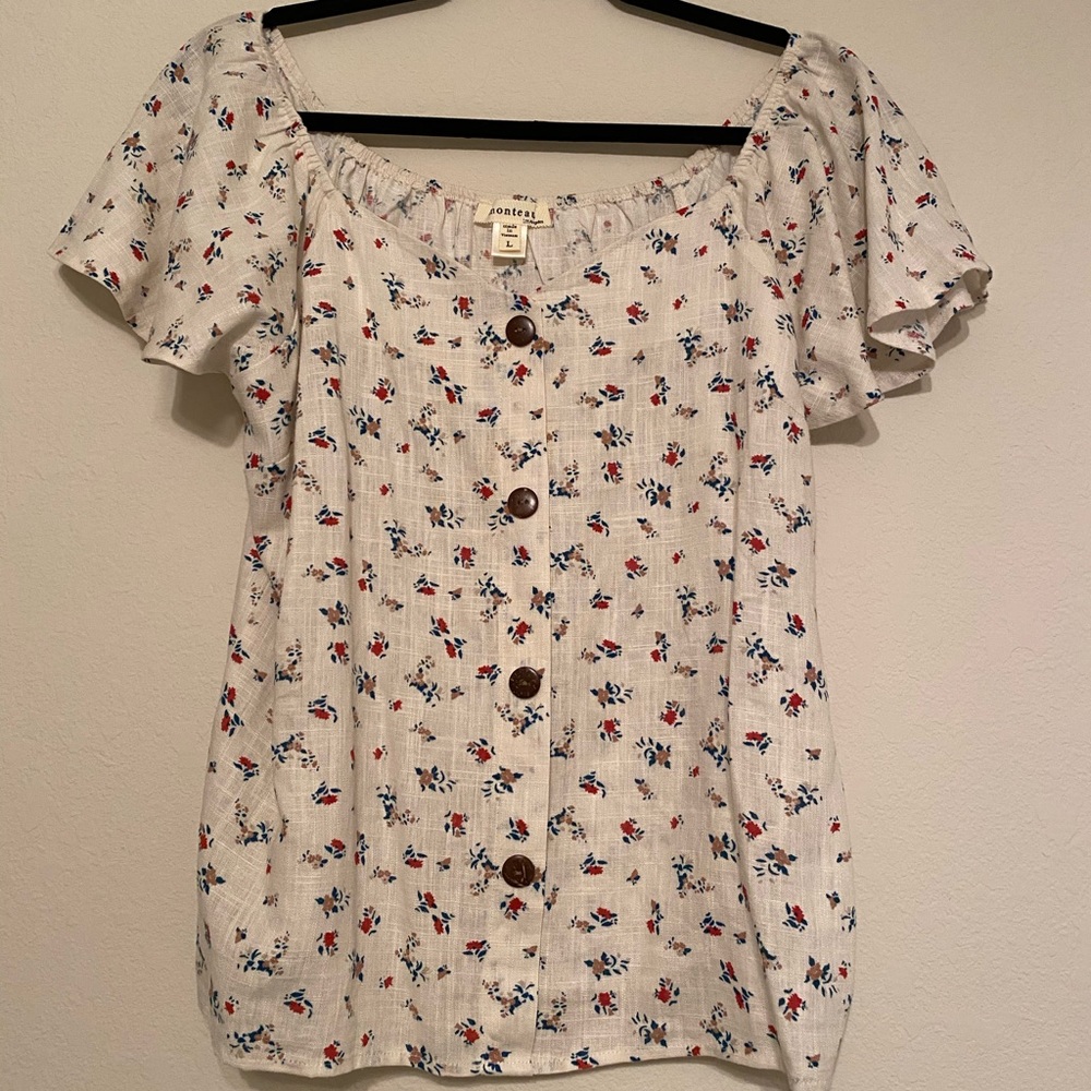 off shoulder flowy floral top